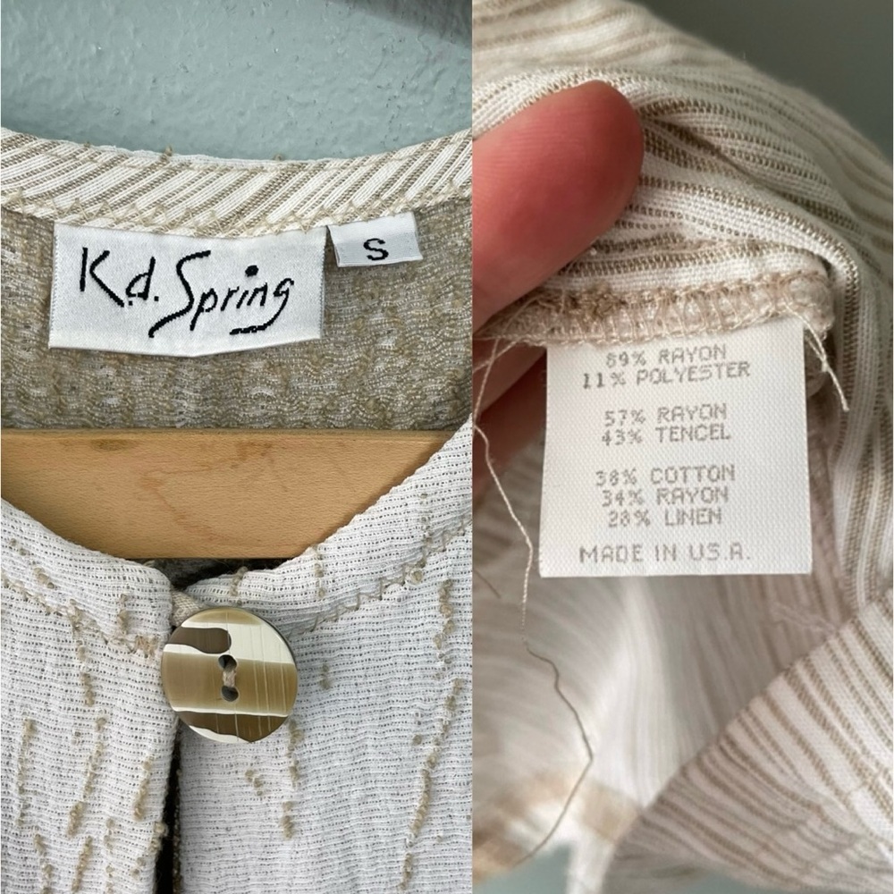K.d. Spring | 90s Textured Linen Blend Patchwork Style Vest Top - Picture 8 of 8